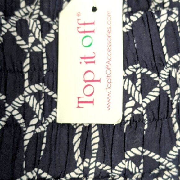 NWT Top It Off 100% Cotton Navy Blue & White Rope Print Casual Skirt Sz Large - Picture 7 of 8